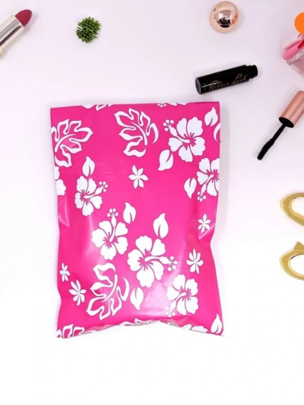 Polymailers! Bright Pink Floral/Tropical Hibiscus Pattern (15)